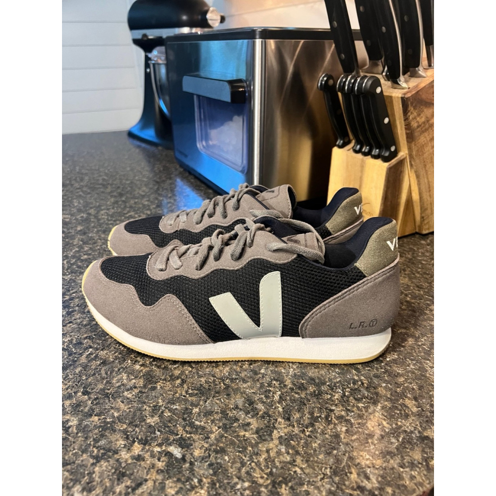 Veja Men's Athletic Sneakers in Black, Gray & Gum - Picture 7 of 12
